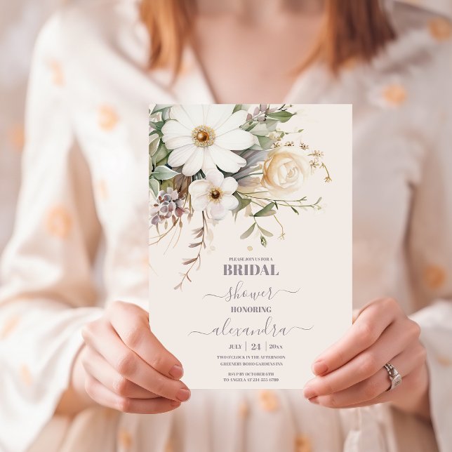 Elegant Boho Wildflower Bridal Shower Invitation (Creator Uploaded)