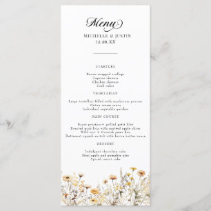 Elegant Boho Wildflower Calligraphy Wedding Menu