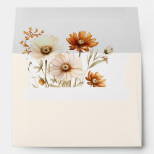 Elegant Boho Wildflower  Fall Wedding Envelope