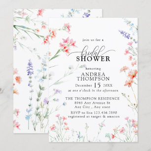 Elegant Boho Wildflower Floral Bridal Shower Invitation