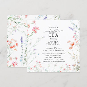 Elegant Boho Wildflower Floral Bridal Tea Invitation