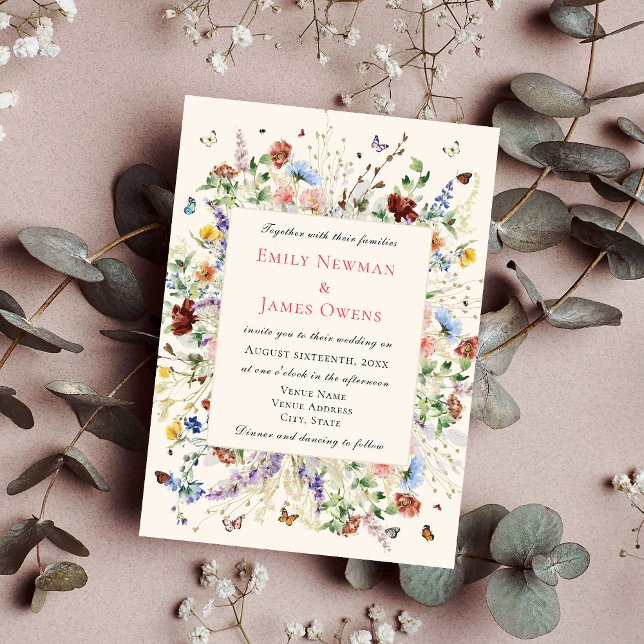Elegant Boho Wildflower Floral Wedding Invitation (Creator Uploaded)
