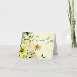 Elegant Boho Wildflower Garden Wedding Thank You Card