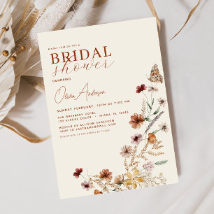 Elegant Boho Wildflower Meadow Bridal Shower Invitation