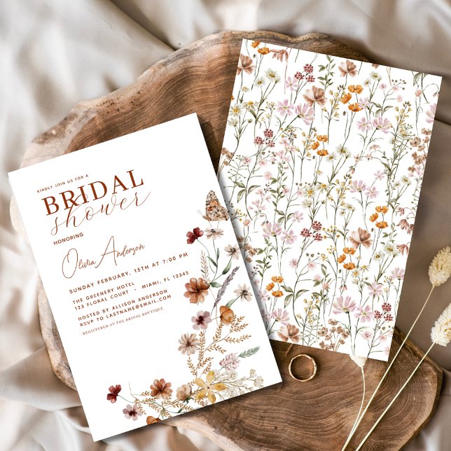 Elegant Boho Wildflower Meadow Bridal Shower Invitation (Creator Uploaded)