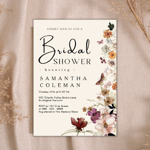 Elegant Boho Wildflower Rustic Chic Bridal Shower Invitation