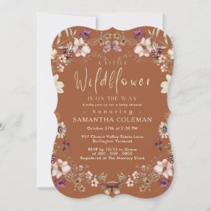 Elegant Boho Wildflower Terracotta Baby Shower Invitation