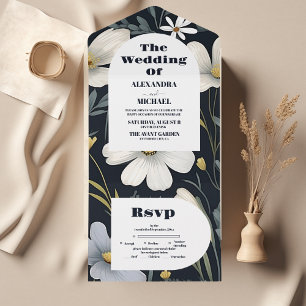 Elegant Boho Wildflower Wedding All In One Invitation