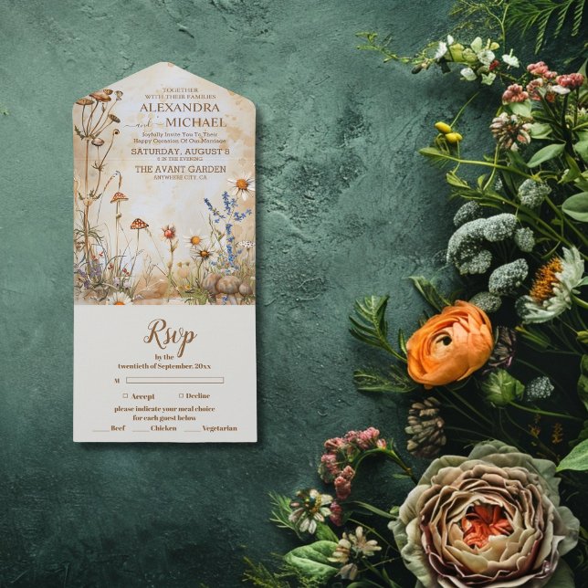 Elegant Boho Wildflower Wedding All In One Invitation (Creator Uploaded)