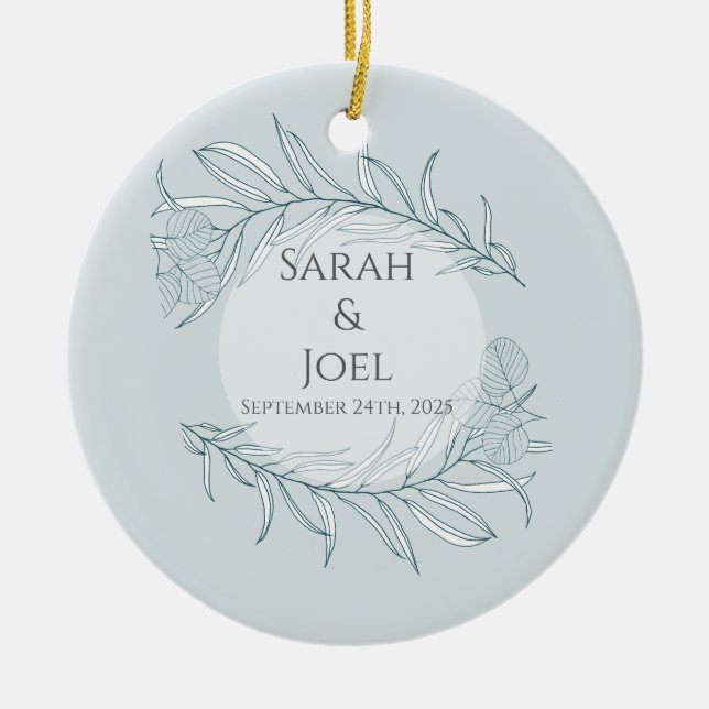 Elegant Boho Wildflower Wedding  Ceramic Tree Decoration (Front)