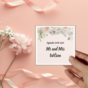 Elegant BOHO Wildflower Wedding Cocktail Napkin