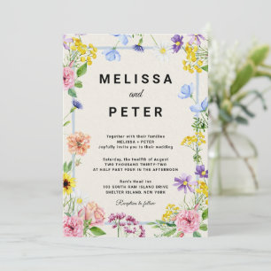 Elegant Boho Wildflower Wedding Invitation
