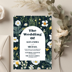 Elegant Boho Wildflower Wedding Invitation