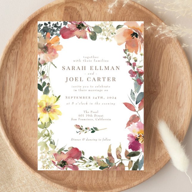 Elegant Boho Wildflower Wedding Invitation (Creator Uploaded)