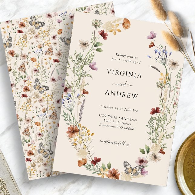 Elegant Boho Wildflower Wedding Invitation (Elegant Boho Wildflower Wedding Invitation
)