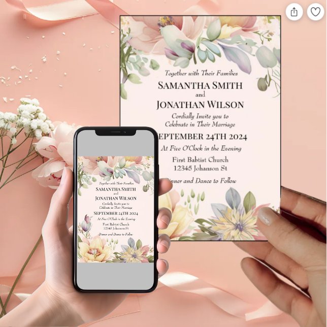 Elegant BOHO Wildflower Wedding Invitation (Creator Uploaded)