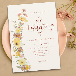 Elegant Boho Wildflower Wedding Invitation