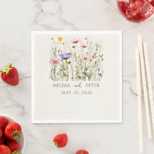 Elegant Boho Wildflower Wedding Invitation Napkin
