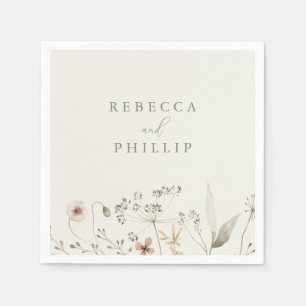 Elegant Boho Wildflower Wedding Napkin