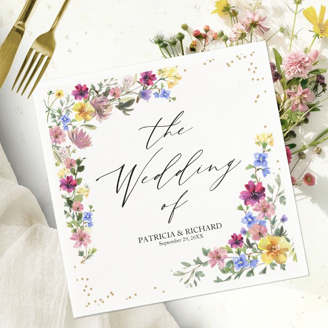 Elegant Boho Wildflower Wedding Napkin (Creator Uploaded)