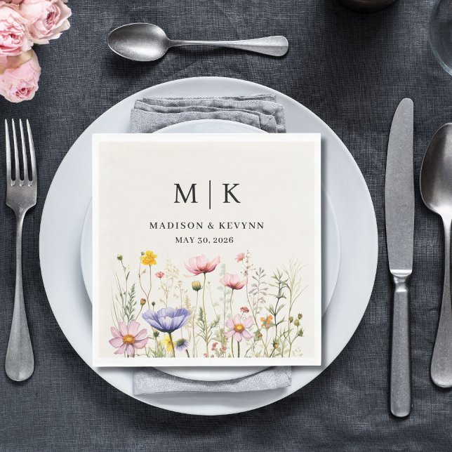 Elegant Boho Wildflower Wedding Napkins (Creator Uploaded)