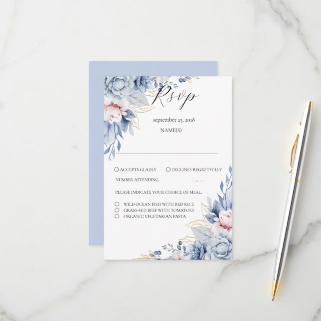 elegant Boho Wildflower Wedding RSVP Card (Front/Back In Situ)