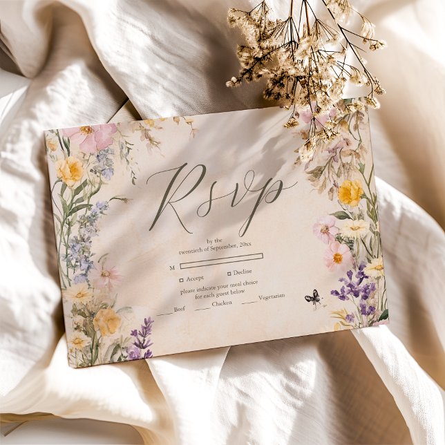 Elegant Boho Wildflower Wedding RSVP Card (Creator Uploaded)