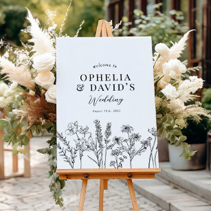 Elegant Boho Wildflower Wedding Welcome Sign