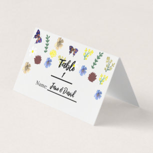 Elegant Boho Wildflower White Place Cards
