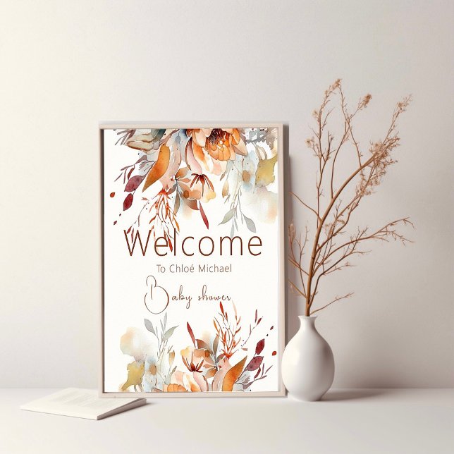 Elegant boho wildflowers baby shower  welcome sign (Creator Uploaded)