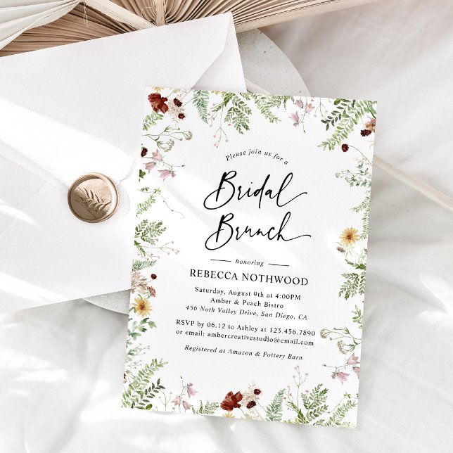 Elegant Boho Wildflowers Bridal Brunch Invitation (Creator Uploaded)