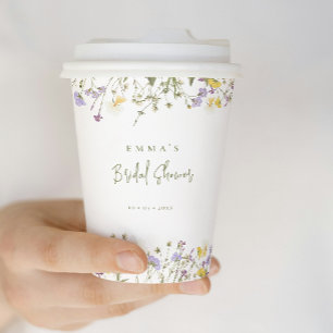 Elegant Boho Wildflowers Bridal shower Paper Cups