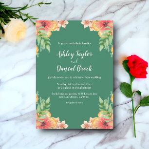 Elegant Boho Wildflowers Floral Frame Fall Wedding Invitation