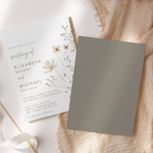Elegant Boho Wildflowers Floral Wedding Invitation