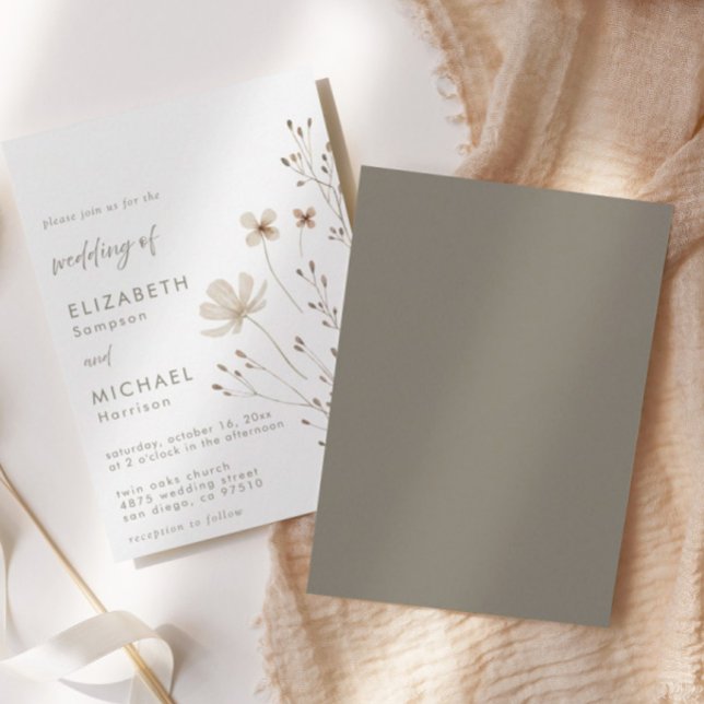 Elegant Boho Wildflowers Floral Wedding Invitation (Creator Uploaded)