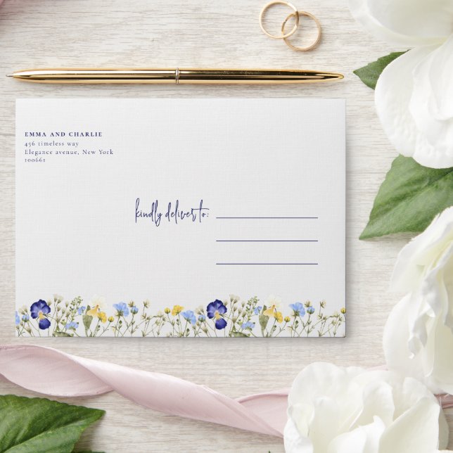 Elegant Boho wildflowers Return Address Wedding Envelope (Wedding)