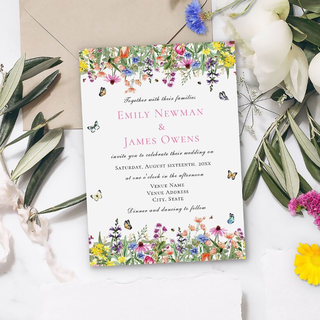 Elegant Boho Wildflowers Wedding Invitation (Creator Uploaded)