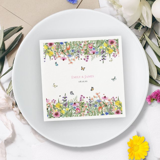 Elegant Boho Wildflowers Wedding  Napkin (Creator Uploaded)