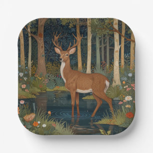 Elegant boho woodland deer paper plate