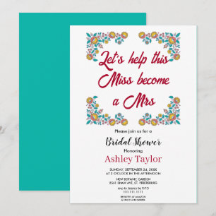 Elegant boho wreath rose fall floral Bridal Shower Invitation