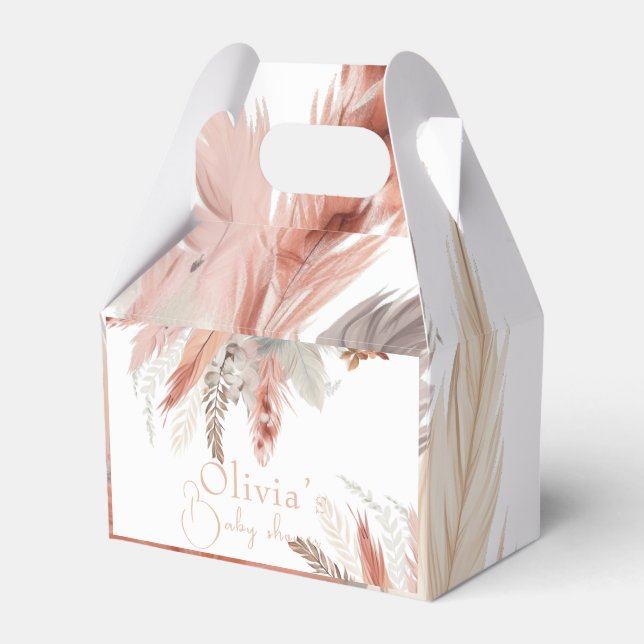 Elegant bohoPampas grass Baby shower Favour Box (Front Side)