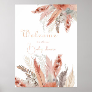 Elegant bohoPampas grass Baby shower welcome sign 
