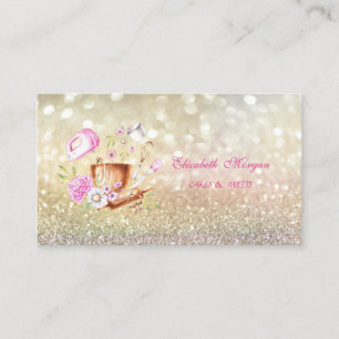 Elegant Bokeh Bakery Tools Flowers Business Card