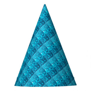 Elegant Bokeh Blue Turquoise Circles Pattern Party Hat