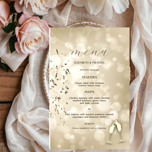 Elegant Bokeh,Confetti Wine Glasses Wedding (Creator Uploaded)