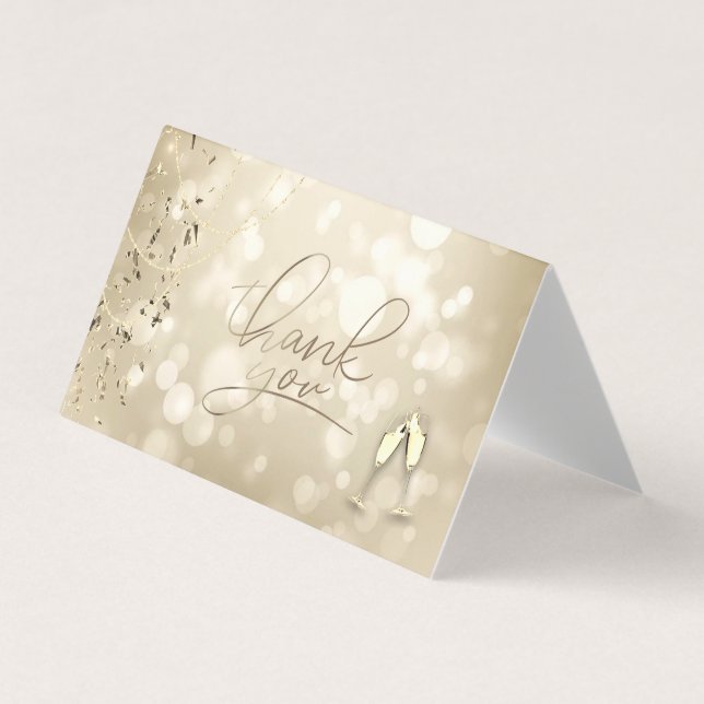 Elegant Bokeh,Confetti Wine Glasses Wedding Business Card (Front)