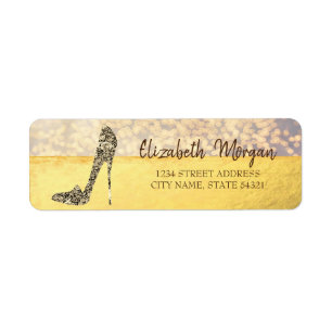 Elegant, Bokeh Diamond High Heels Address Label