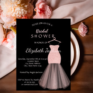 Elegant  Bokeh Glitter Dress   Bridal Shower Invitation