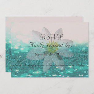 Elegant Bokeh ,Glittery,Daisy  Wedding  RSVP Card