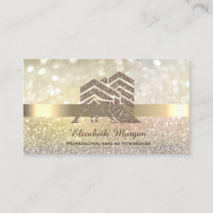 Elegant Bokeh Gold Glitter House Roof Business Card